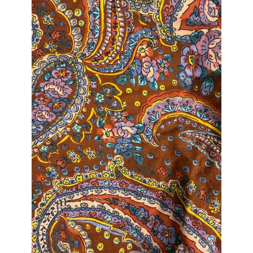 ANA Dress M Brown Paisley Tiered Ruffle Peasant Keyhole Back Hippie SKU 154 - Picture 5 of 10